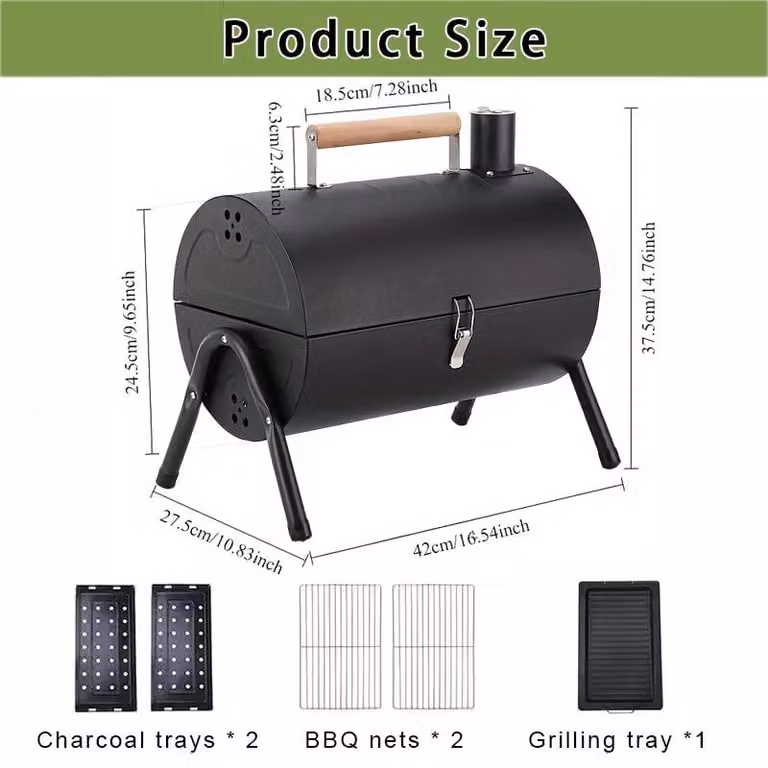 Griglia da barbecue portatile per esterni - Griglia per carbone da campeggio - Griglia da viaggio portatile per campeggio, giardino e picnic