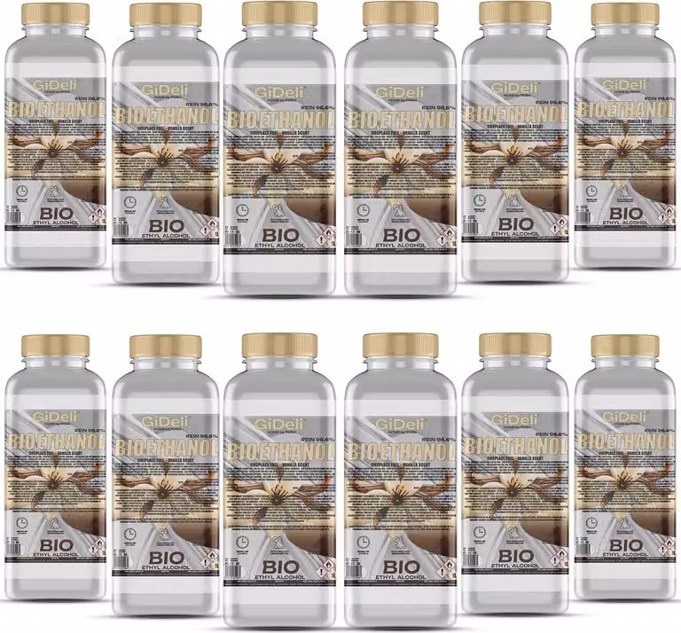 Bioetanolo profumato alla vaniglia 96,6% 12L per caminetti Universale Senza fumo Senza fuliggine GiDeli