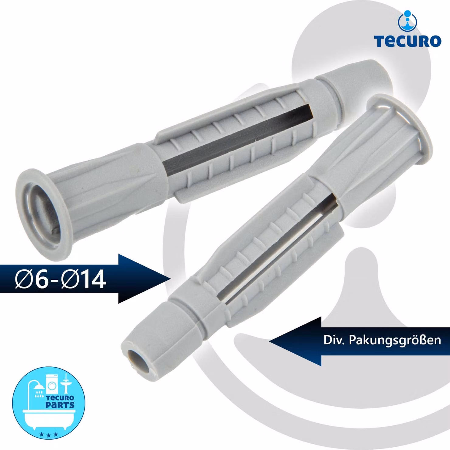 Tasselli Tecuro multiuso, 14,0 x 75 mm - 50 pezzi - plastica grigia