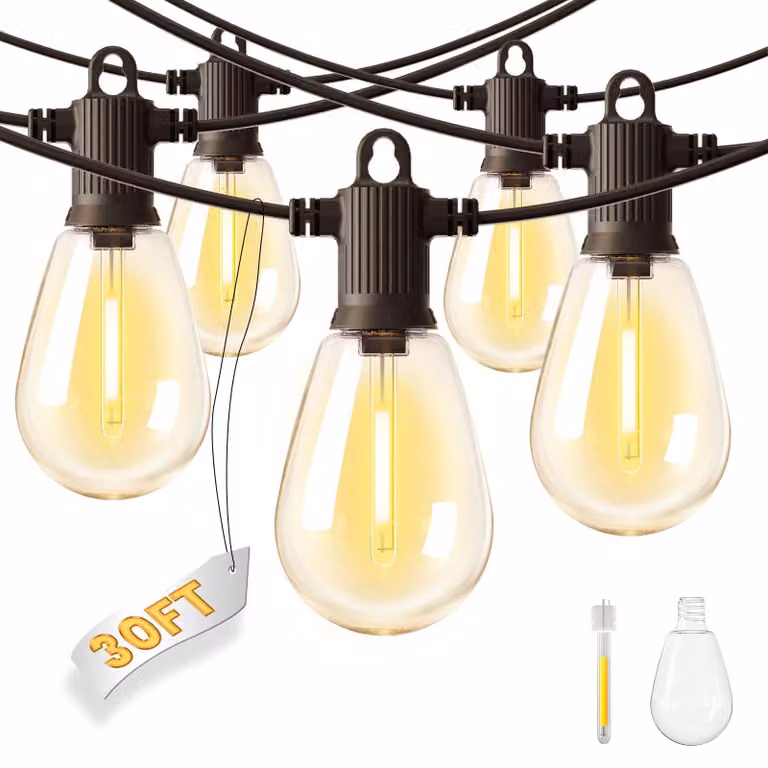Catena luminosa S14, 9 metri, grado di protezione IP65, 10 LED + 1, temperatura di colore 2700K (bianco caldo)