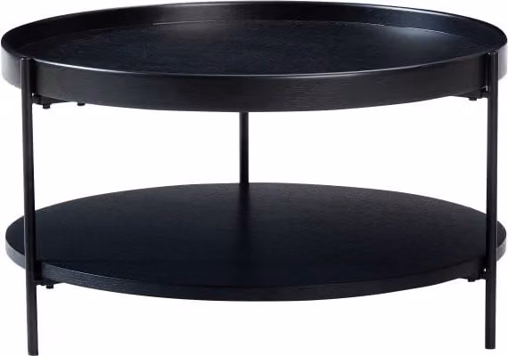 Tavolino da salotto a 2 livelli - Zephmum- Massiccio legno e metallo, 3 colori, 69x69x38 cm