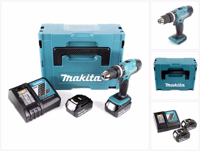 Trapano a percussione a batteria Makita DHP 453 RFJ 18V 42Nm + 2x batteria ricaricabile 3.0Ah + caricabatterie + Makpac