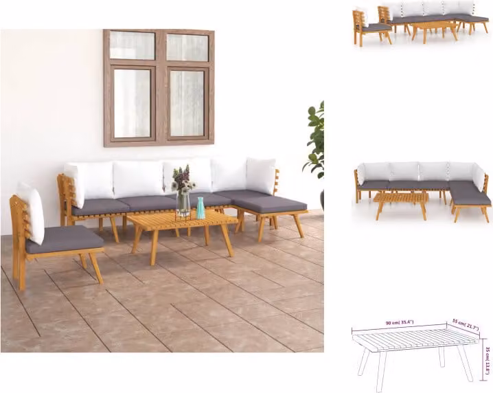 vidaXL set da salotto da giardino 7 pezzi con cuscini in legno massiccio di acacia - Set di mobili da giardino