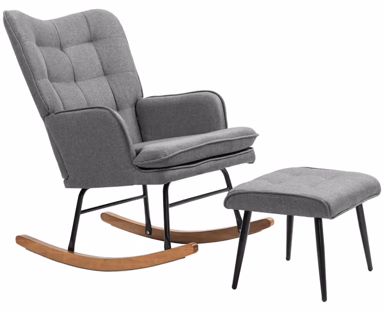 Poltrona girevole – Poltrona relax – Poltrona da salotto – Poltrona con poggiapiedi – Grigio scuro – Girevole a 360°