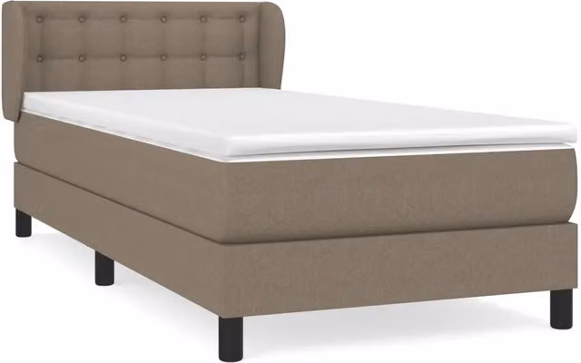 Letto singolo | Letto per adulti | Giroletto a Molle con Materasso Tortora 90x190 cm in Tessuto