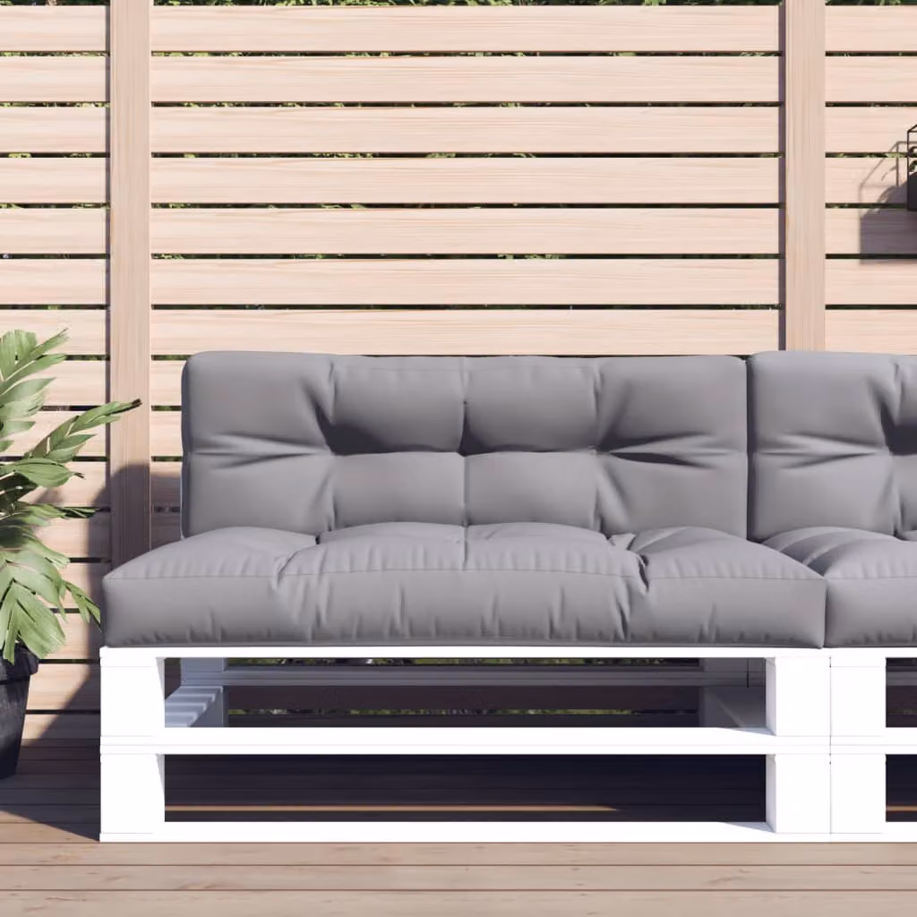 Set di 2 cuscini per pallet vidaXL grigi in poliestere idrorepellente e resistente ai raggi UV, L: 120 cm, H: 12 cm