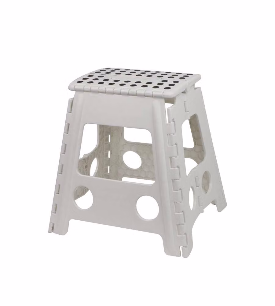 Sgabello Pieghevole Bianco in Plastica 39x29x22 cm