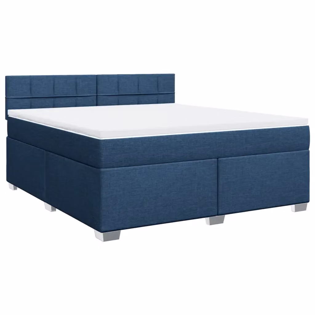 Letto Ibrido vidaXL con Giroletto a Molle e Materasso in Tessuto Blu e Bianco L 180 cm x P 200 cm – 2