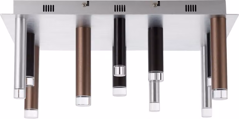 BRILLIANT Lampada Cembalo LED da soffitto angolare a 12 luci, marrone/caffè | 12 LED da 4 W integrati, 306 lm, 3000 K | Regolabile in 3 livelli tramite interruttore a muro | A risparmio energetico e di lunga durata grazie all'utilizzo di LED