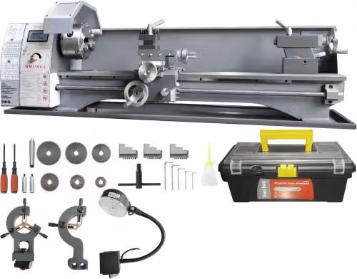 VEVOR Tornio da Banco per Metallo in Ghisa Grigio con Motore 750W, Velocità 50-2500 giri/min, Cono Mandrino MT5 e Diametro Mandrino 125mm, L/P/H: 120 x 34 x 36 cm