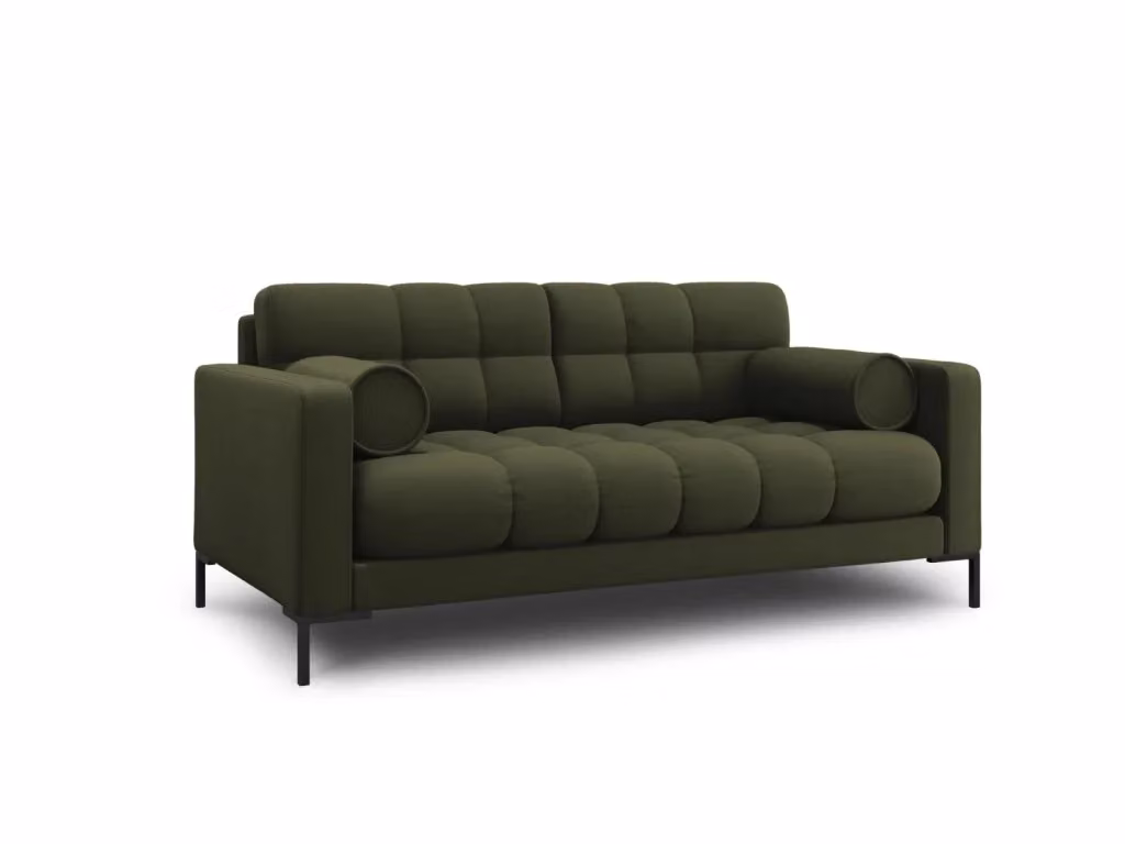 Divano 2 posti Bali di Cosmopolitan Design in tessuto strutturato verde e nero con struttura in metallo L: 152 cm, P: 75 cm, H: 92 cm – 2