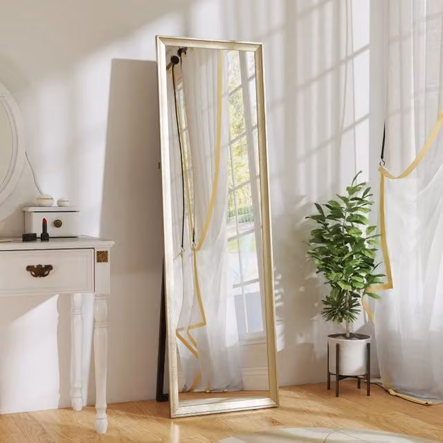 Specchio da terra a figura intera WISHDOR moderno rettangolare con finitura oro, H: 160 cm, L: 50 cm