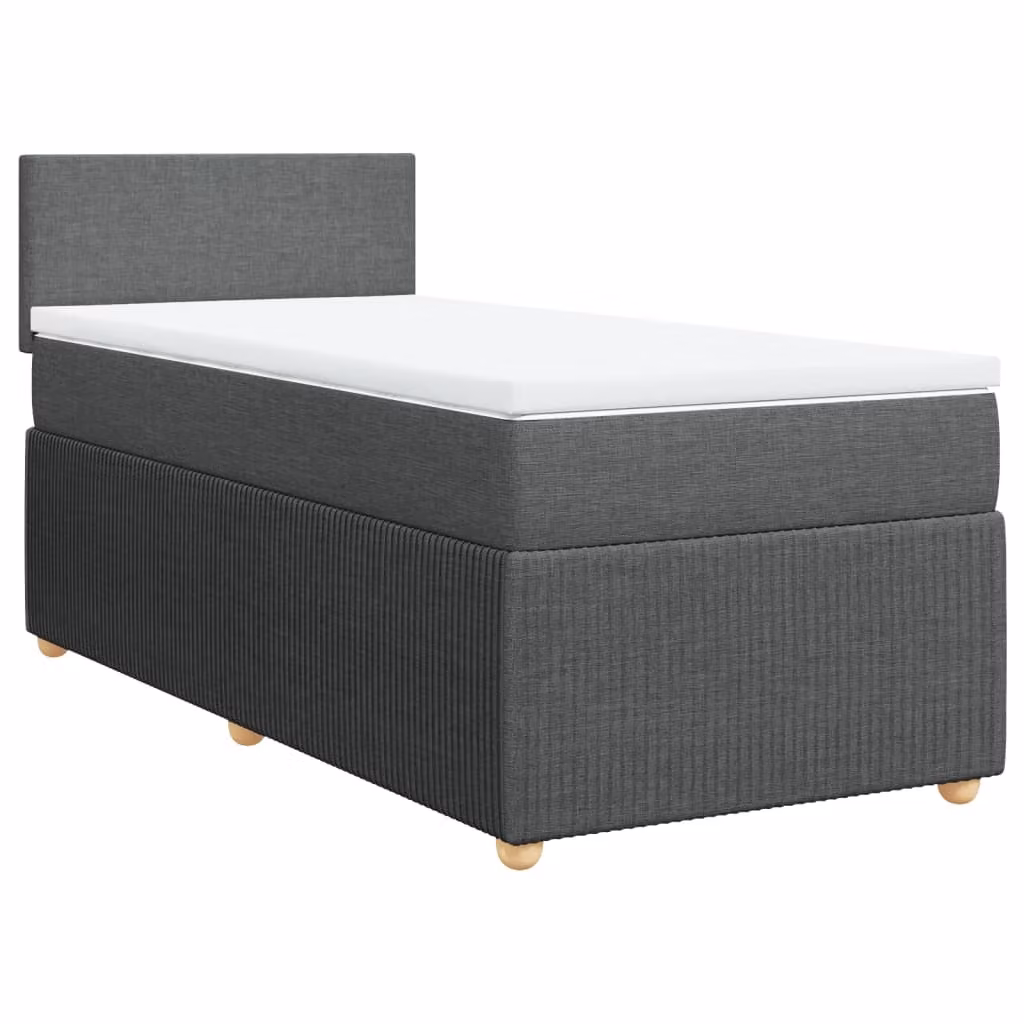 Giroletto a Molle con Materasso Grigio Scuro 90x190 cm Tessuto