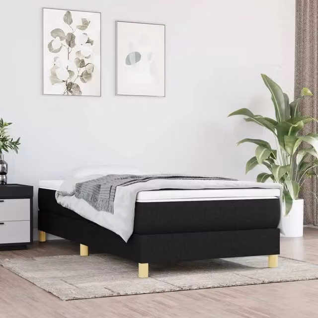 Giroletto a Molle con Materasso-Struttura Letto Nero 90x190 cm in Tessuto 995767