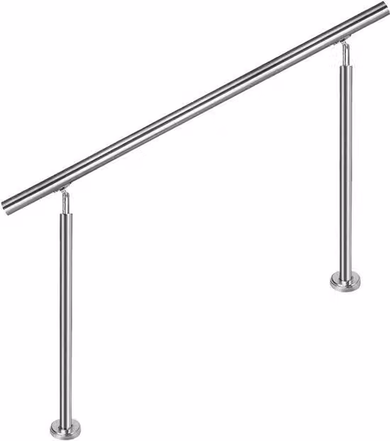 Set di corrimano in acciaio inossidabile leggero, lunghezza 180 cm, senza traversa superiore - facile da montare