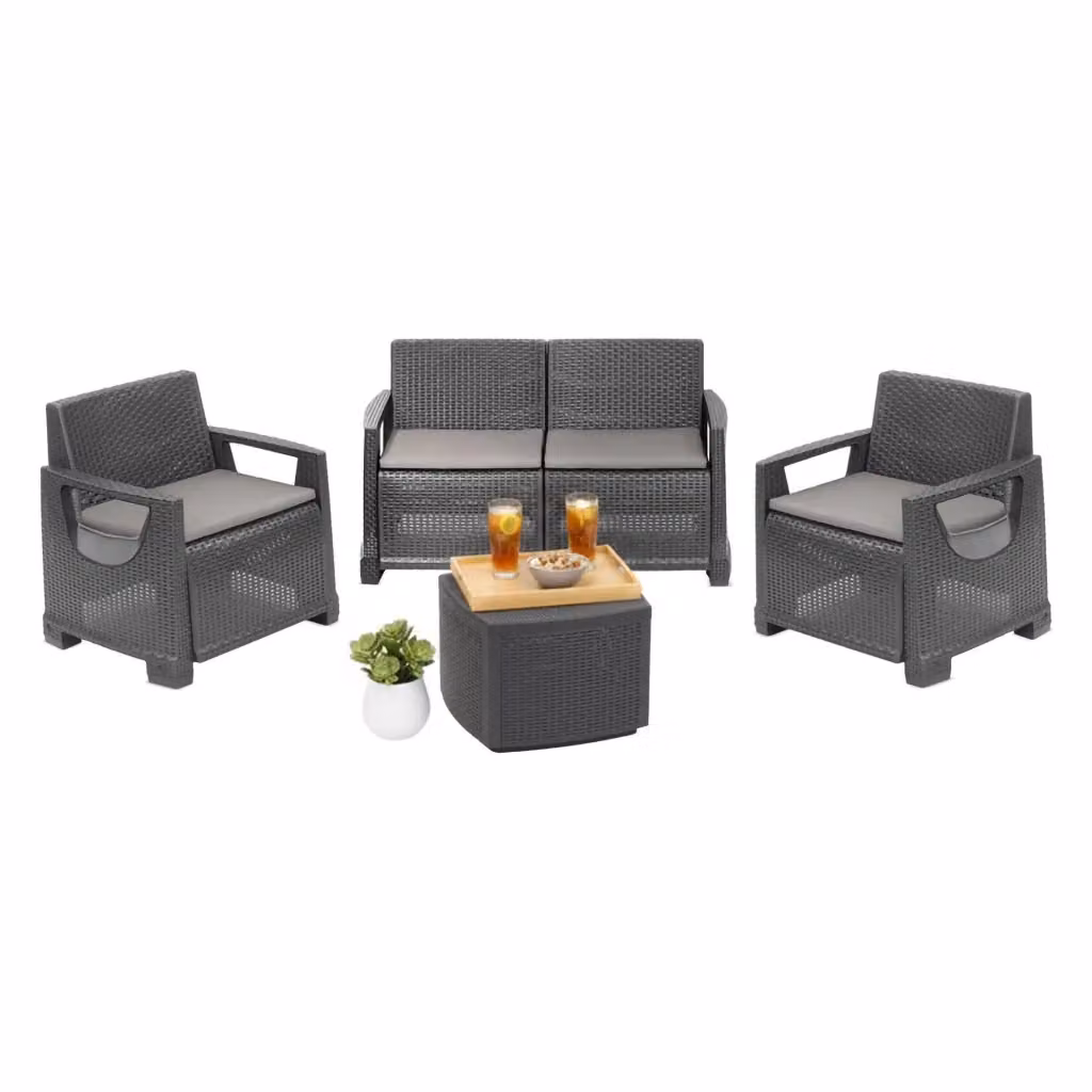 Set Salotto da Esterno Triulzi DMORA composto da 4 posti con Divano a 3 posti, Divano a 2 posti, Poltrona e Tavolino, Grigio Antracite – 2