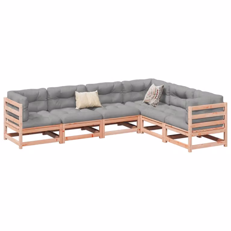 Set di divani da giardino vidaXL 6 pz in legno massello di abete con cuscini inclusi, colore marrone e grigio