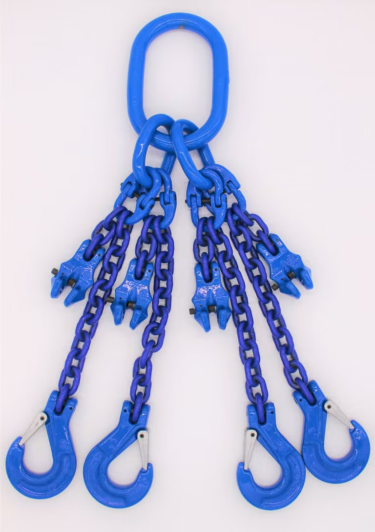 Catena da imbracatura grado 10 a 4 fili 4,0 m 8 mm con accorciamento blu