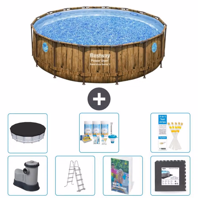Bestway Power Steel, piscina rotonda - 488x122 cm - composta da 6 parti, modello S581