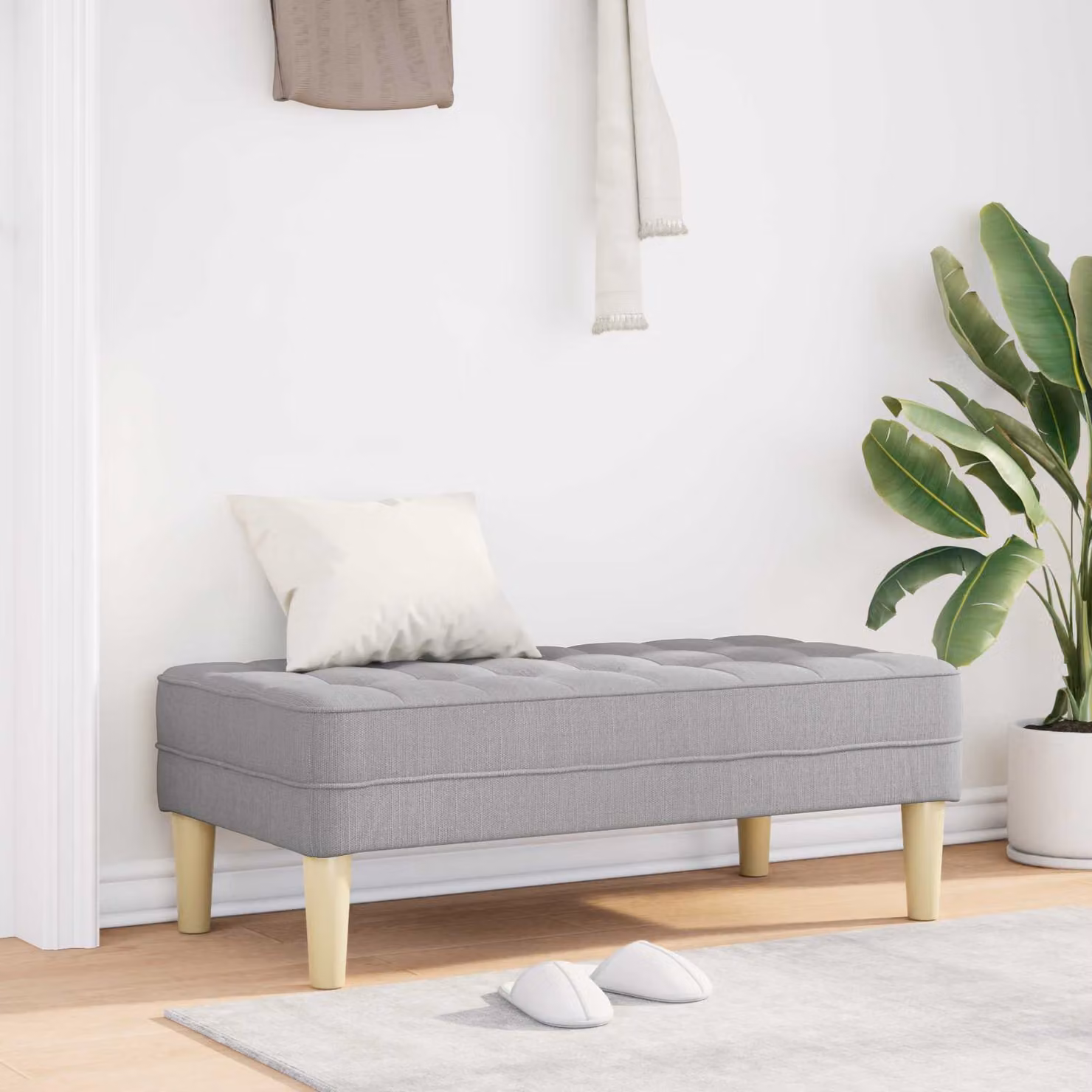 Panchina con cuscino vidaXL Grigio Nuvola L: 113 cm, P: 57 cm, H: 39 cm