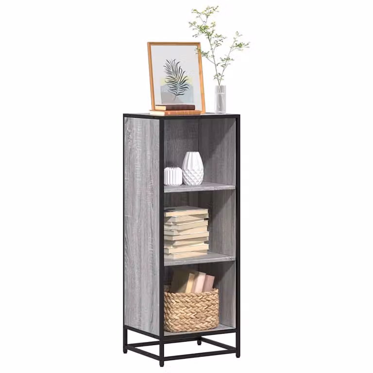 Libreria Industrial vidaXL in Legno e Metallo Grigio L: 40 cm, P: 35 cm, H: 107,5 cm