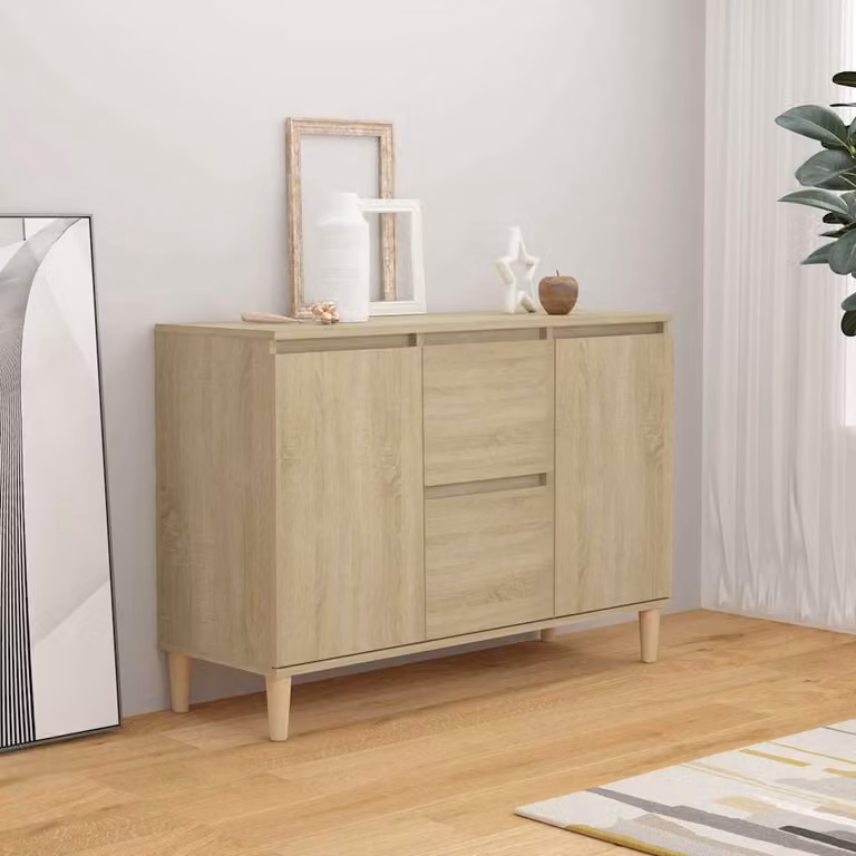 Credenza vidaXL in Rovere Sonoma e Legno Multistrato, L: 101 cm, P: 35 cm, H: 70 cm