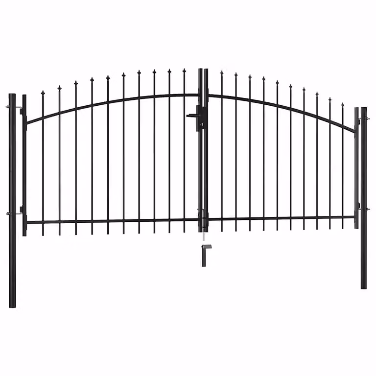 Cancello a doppia anta vidaXL Woerden in acciaio nero con punta a lancia L: 299,5 cm, H: 149,5 cm