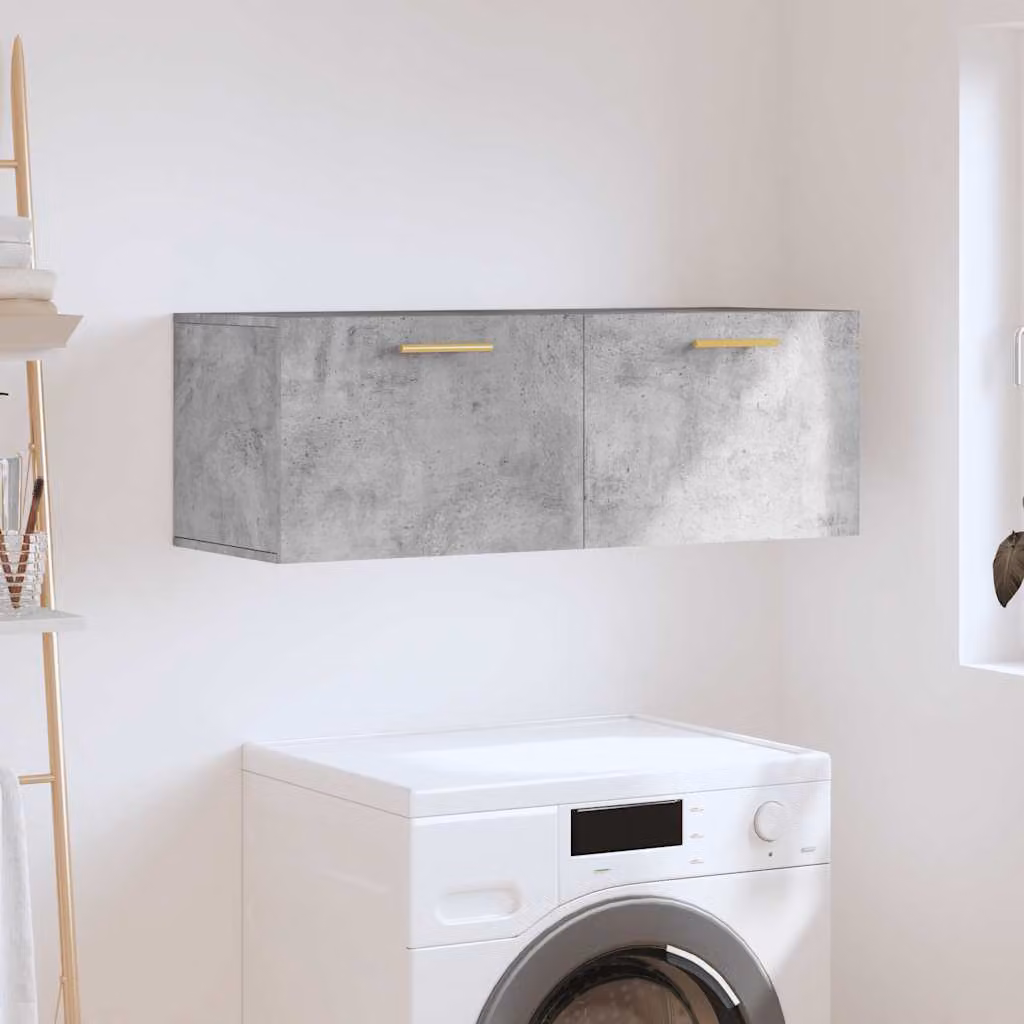 Mobile a parete vidaXL moderno in legno multistrato e MDF, colore grigio e oro, L 100 x P 36,5 x H 35 cm