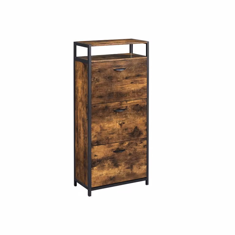 Scarpiera con 3 Scomparti a Ribalta, 60 x 30 x 130 cm