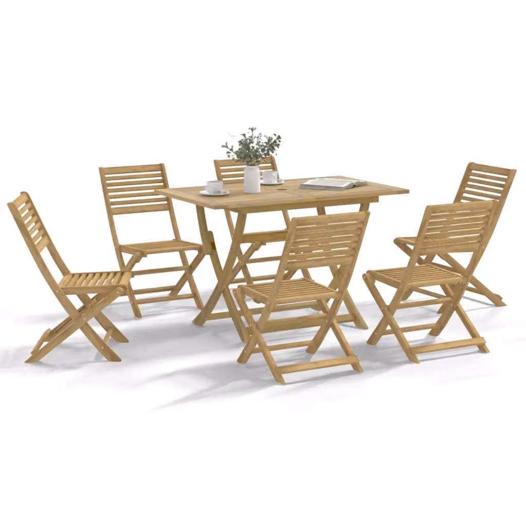 Set da pranzo da giardino vidaXL in legno di acacia marrone, 7 pezzi