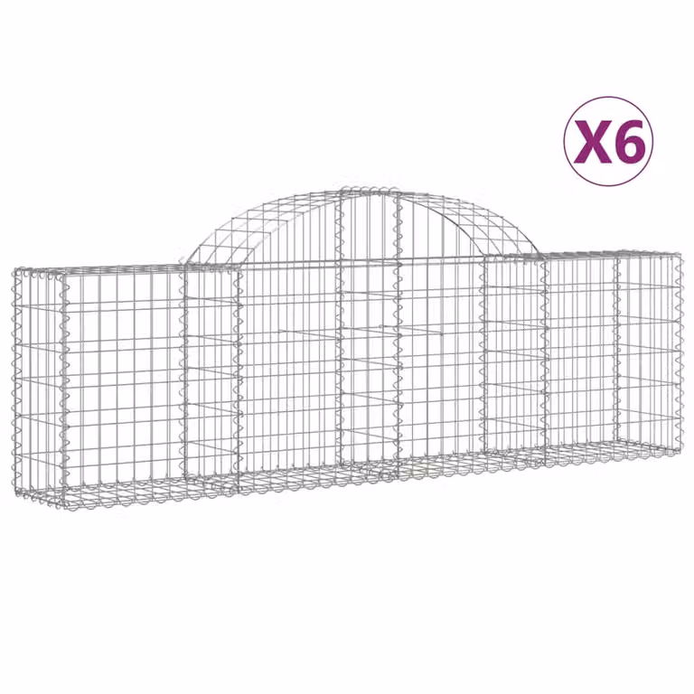 Cesti Gabbioni ad Arco 6 pz 200x30x60/80 cm Ferro Zincato
