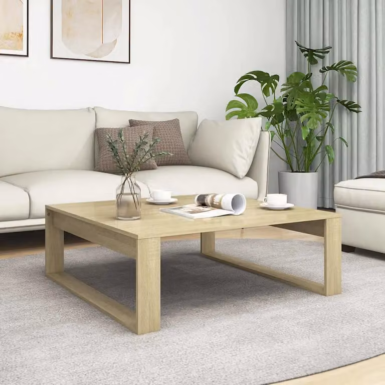 Tavolino da salotto vidaXL in legno Rovere Sonoma, L/P/H: 100 x 100 x 35 cm