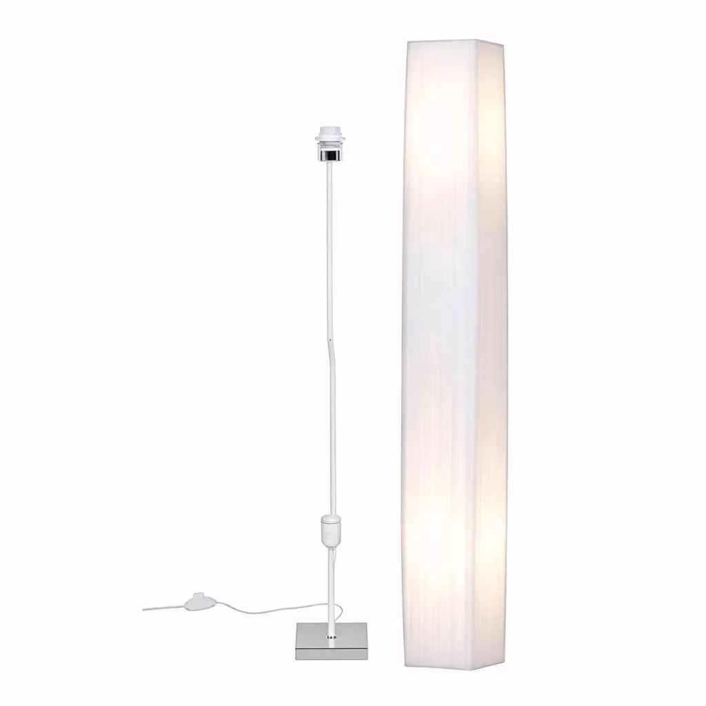 Elegante lampada da terra a colonna di design in metallo bianco per soggiorno e camera da letto, Altezza: 120 cm, Diametro: 40 cm – 2