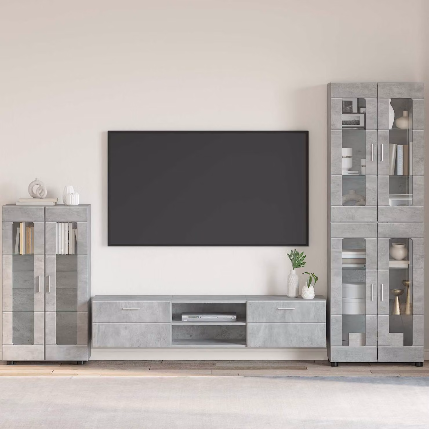 Credenza moderna vidaXL FLORIN in grigio cemento L: 55,5 cm, P: 29 cm, H: 100 cm