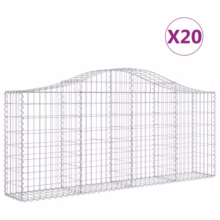 Cesti Gabbioni ad Arco 20 pz 200x30x80/100 cm Ferro Zincato