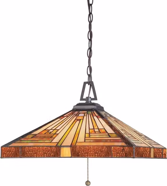 Lampadario Tiffany Stephen Metallo Bronzo Vintage 3 Luci E27