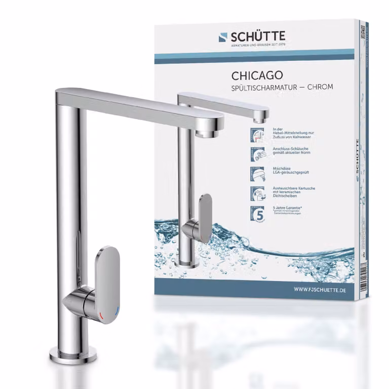 Rubinetto da cucina SCHÜTTE CHICAGO, rubinetto da cucina girevole a 360°, rubinetto da cucina, rubinetto per lavello cromato