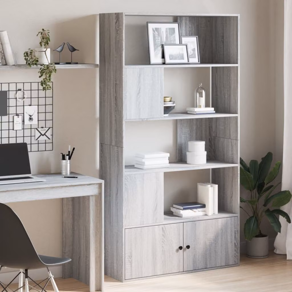 Libreria moderna vidaXL in legno e MDF Grigio, L 100 cm x P 36 cm x H 189 cm