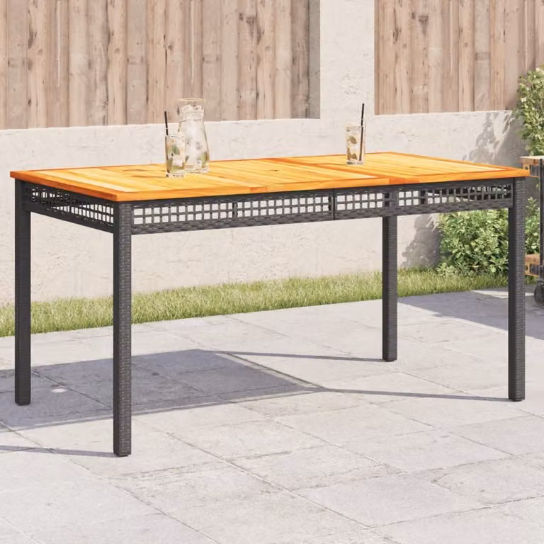 Maison Exclusive - Tavolo da giardino nero, 140x80x75 cm, in rattan sintetico e legno di acacia