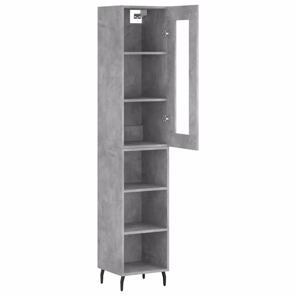 Mobile contenitore moderno grigio per cucina e soggiorno con ante a battente e ripiani interni, L/P/H: 34,5 x 34 x 180 cm – 2
