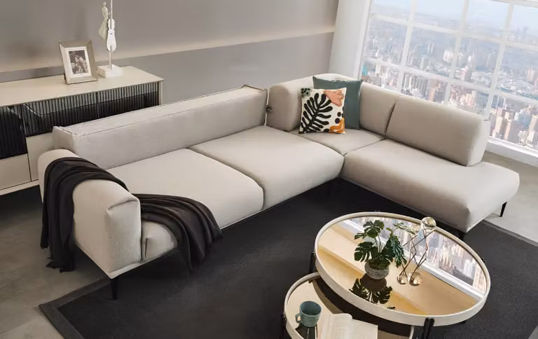 Weißes Ecksofa L-Form Designer Couch Polstersofas Wohnzimmer Möbel