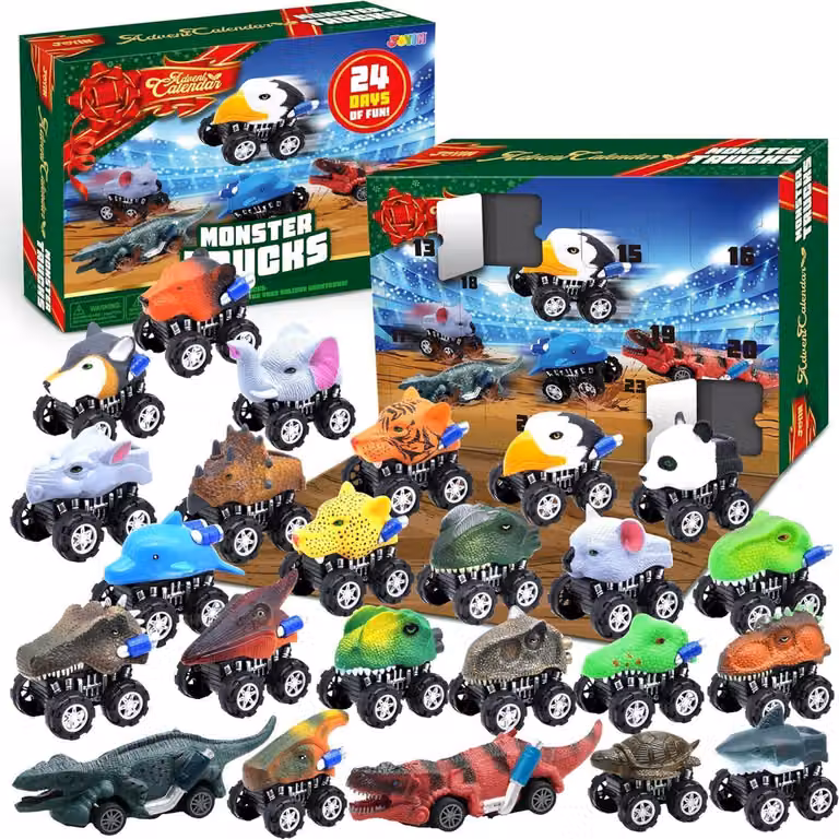 JOYIN Calendario dell'Avvento per bambini Natale Monster Truck Set