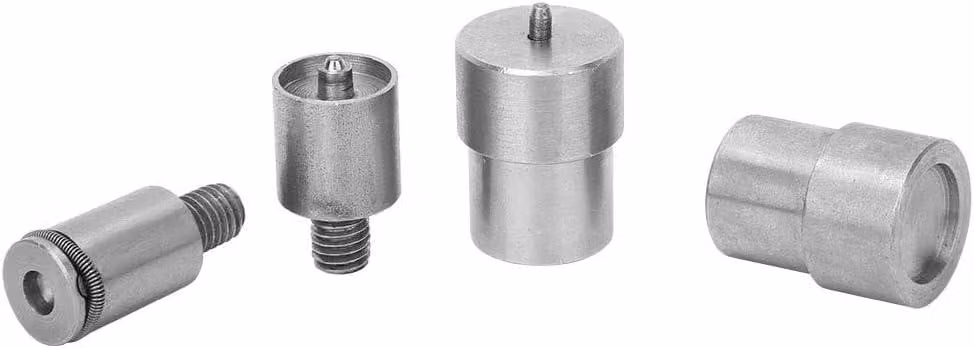 Set di punzoni per bottoni, composto da 4 pezzi, con diametri di 12 mm, 15 mm e 21,5 mm, per l'applicazione precisa dei bottoni