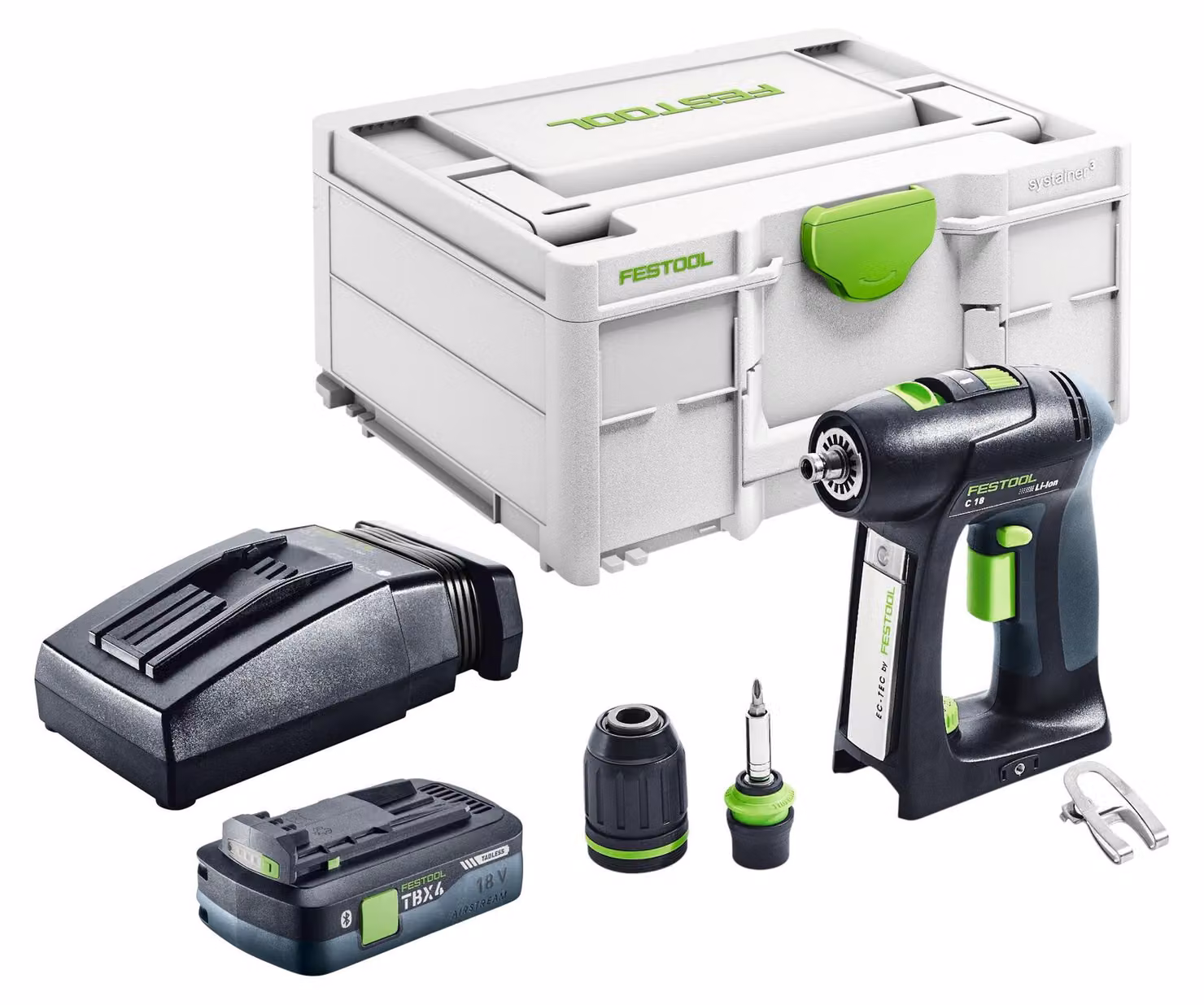 Trapano avvitatore a batteria Festool C 18-Basic 18 V 45 Nm Brushless + 1x batteria 4,0 Ah + caricabatterie + Systainer