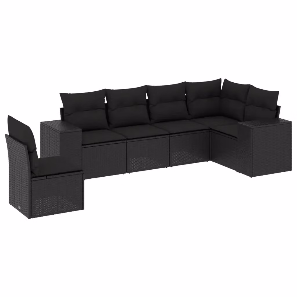 vidaXL Set Divano da Giardino a L con Cuscini Nero in Polyrattan e Acciaio – 2