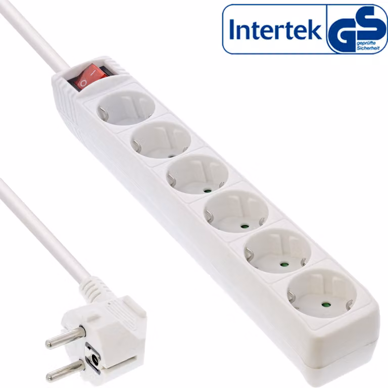 InLine - Presa multipla - AC 230 V - 3,5 kW - Ingresso, alimentazione di ingresso - Connessioni di uscita: 6 - 1,