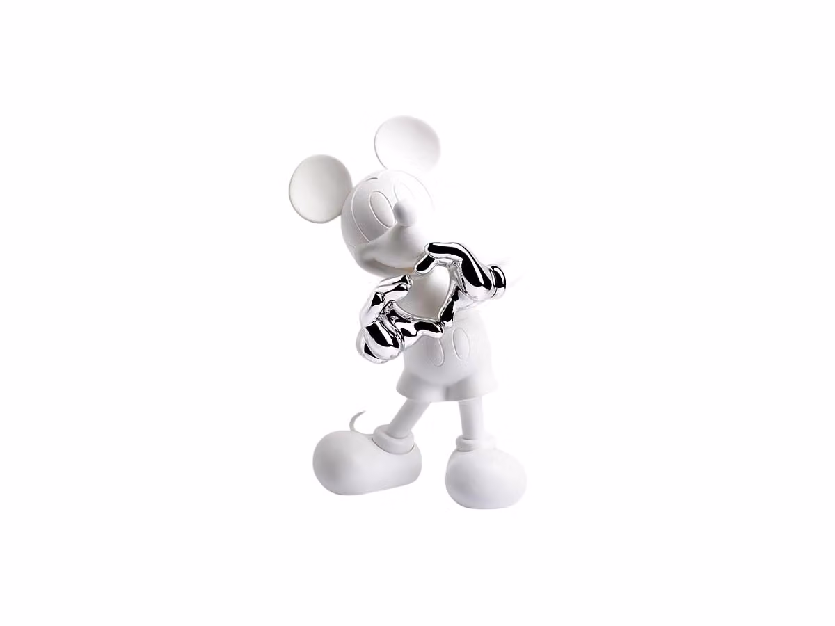 Mickey with Love Scultura Bianco opaco e Argento cromato - Piccola