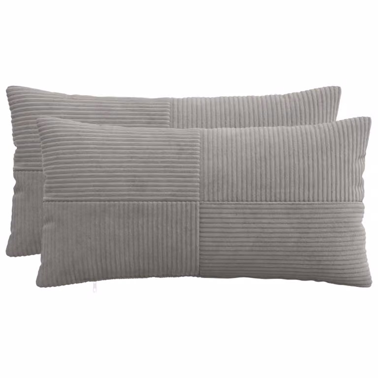 Set di 2 federe vidaXL ALMELO in velluto a coste grigio chiaro, 40 x 70 cm