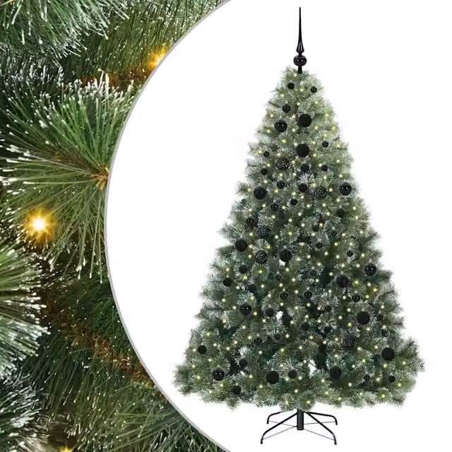 Albero di Natale artificiale moderno vidaXL verde con 300 LED luce bianca calda in PE e PVC, Altezza: 180 cm