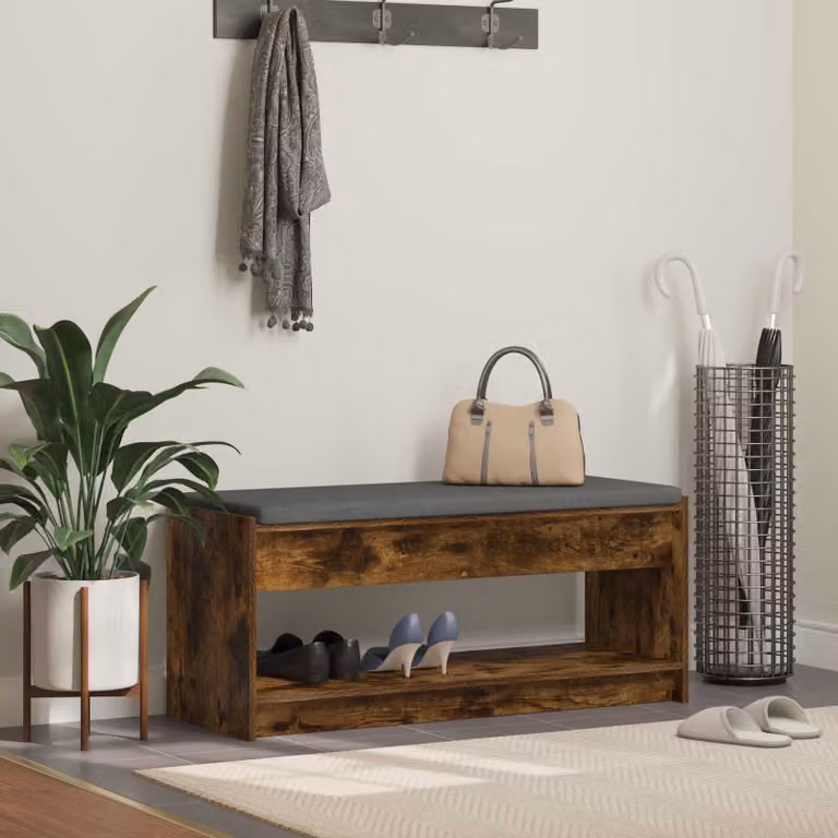 Panca per ingresso con portascarpe vidaXL in legno rovere marrone moderno L: 103 cm, P: 38 cm, H: 45 cm